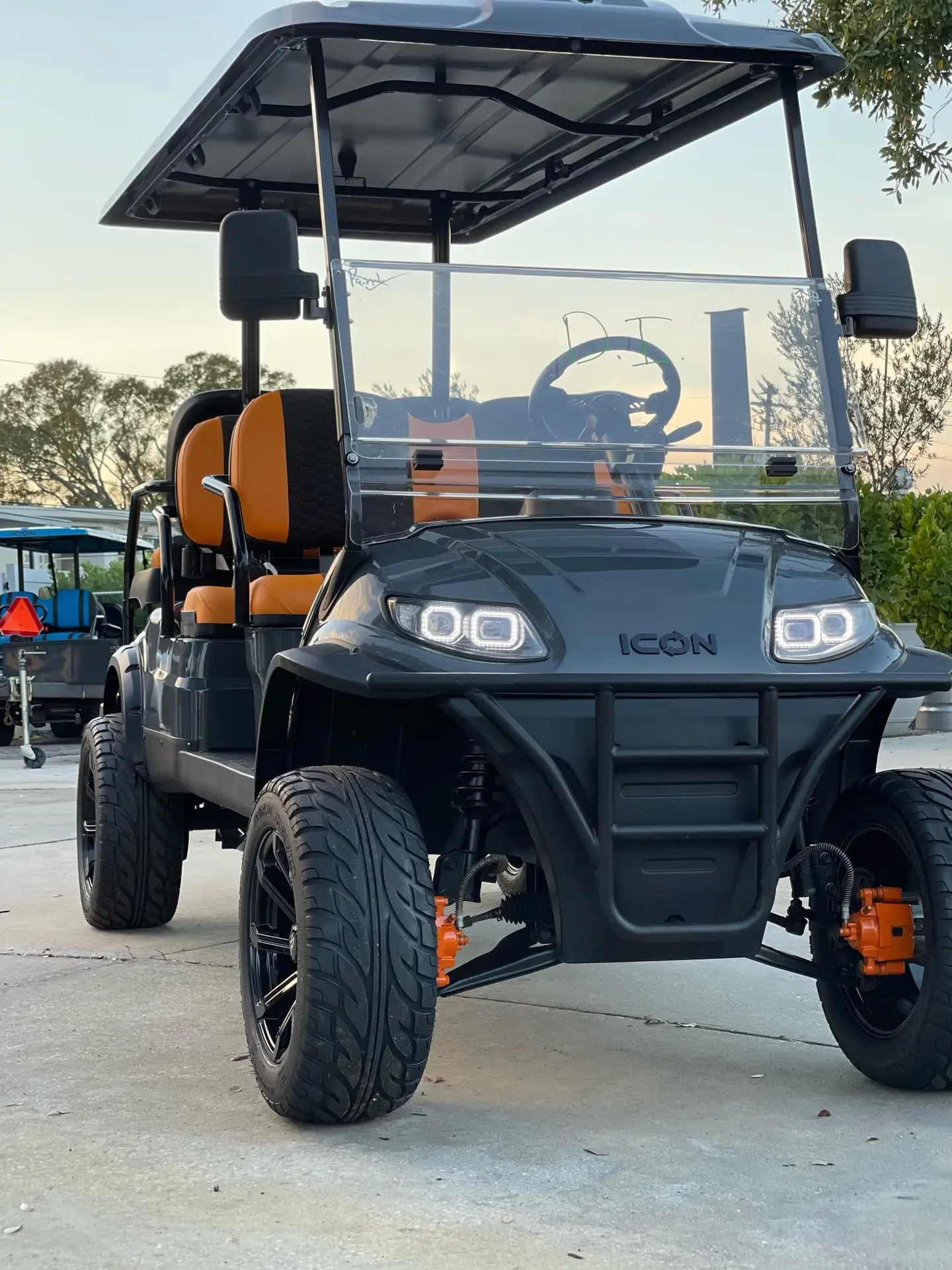Icon Golf Cart Seat Upholstery Black and Orange