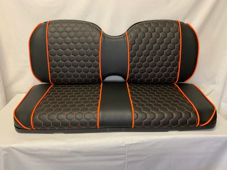 Golf Cart Upholstery Pattern - Orange and Black Hexagon